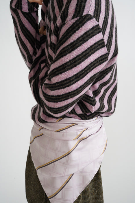 CRISTASEYA<br>DIAGONAL STRIPED SWEATER<br>in TAUPE/PINK