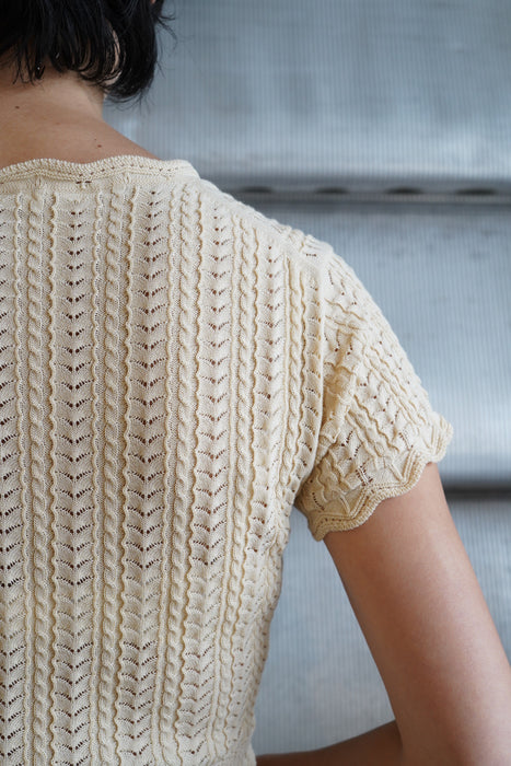 FUMIKA_UCHIDA<br>LACE KNIT CACHE-COEUR TOP