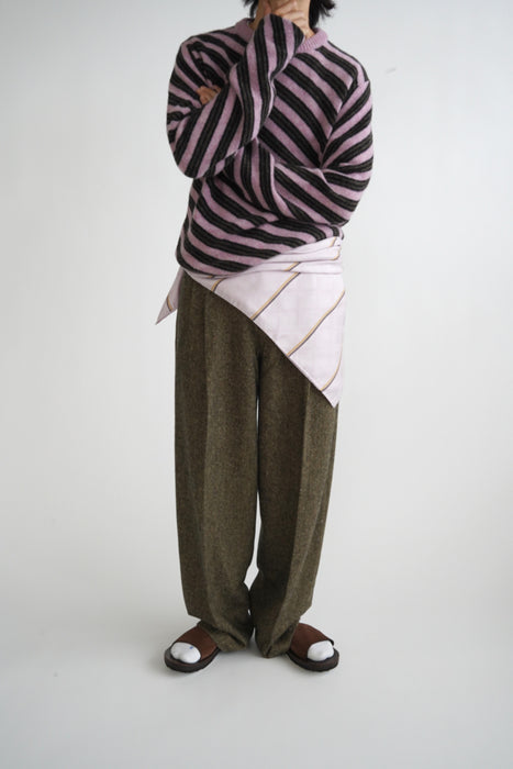 CRISTASEYA<br>DOUBLE PLEATED WIDE PANTS <br>in BROWN/BLACK