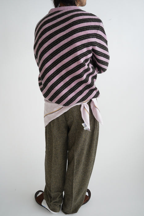 CRISTASEYA<br>DIAGONAL STRIPED SWEATER<br>in TAUPE/PINK