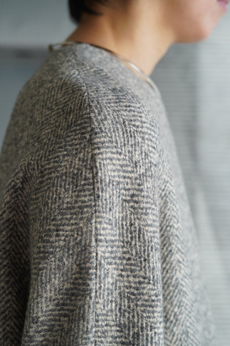 VINTAGE HERMES<br>CASHMERE HERRINGBONE ZIP UP TUNIC<br><br>SOLD OUT