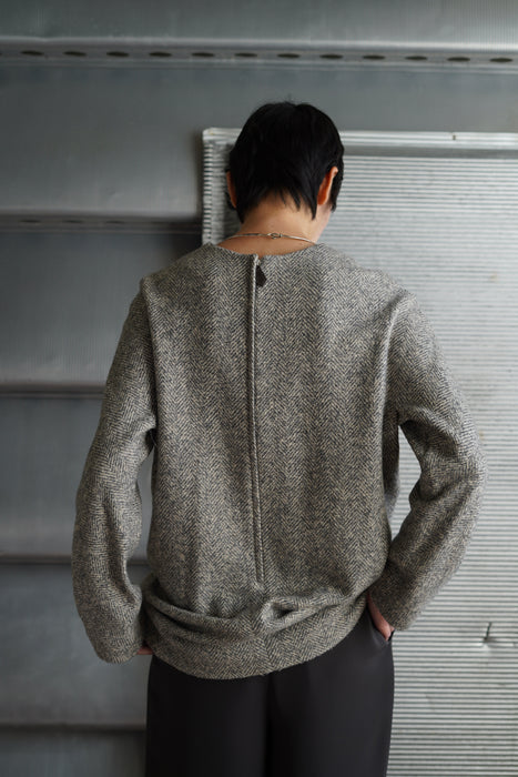 VINTAGE HERMES<br>CASHMERE HERRINGBONE ZIP UP TUNIC<br><br>SOLD OUT