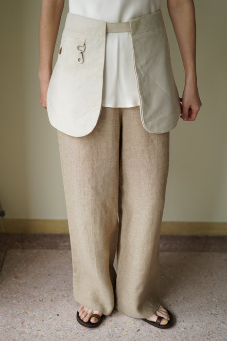 VINTAGE HERMES <br>LINEN SIDE ZIP HERRINGBONE TROUSERS <BR> <BR>SOLD OUT