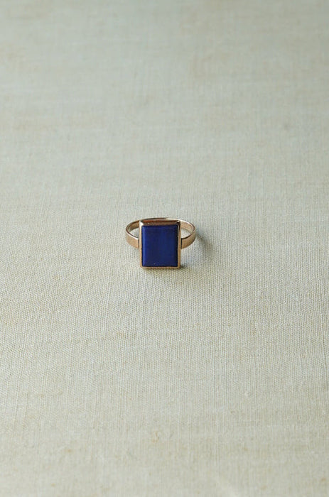 VINTAGE<BR>9CT GOLD LAPIS SEALED RING