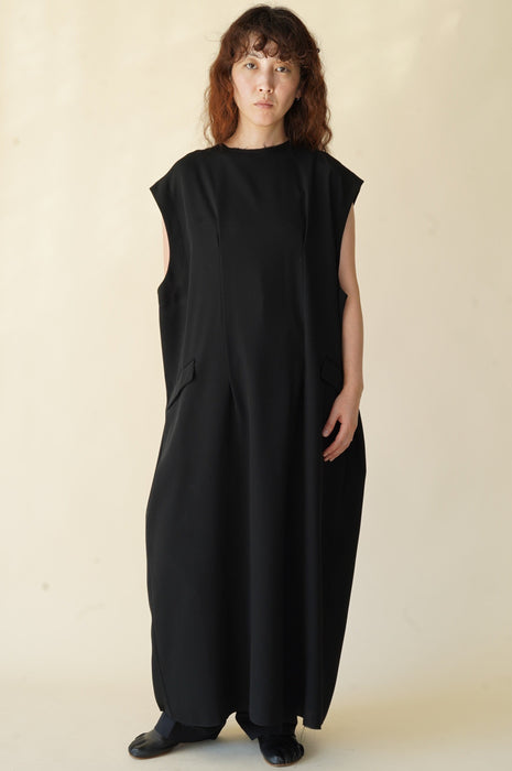 CRISTASEYA<br>SLEEVELESS LONG DRESS <br>in BLACK