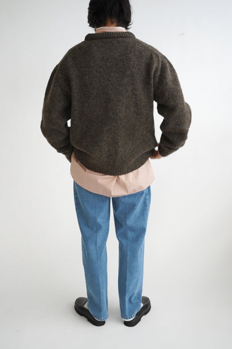 CRISTASEYA<br>PADDED COLLAR SHETLAND OVERSIZED SWEATER<br>in TAUPE