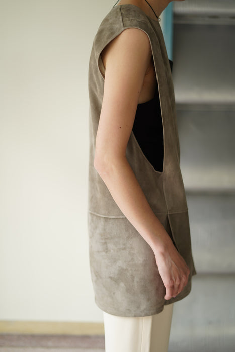 VINTAGE HERMES<BR>SUEDE VAREUSE GILET