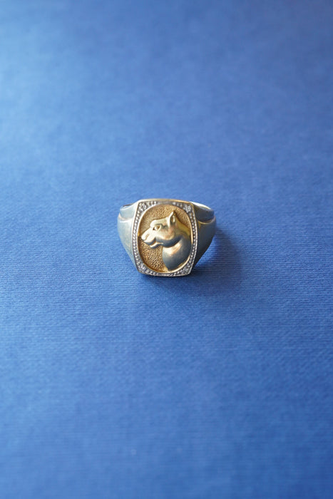 VINTAGE<BR>PANTHER DIAMOND 9K GOLD RING