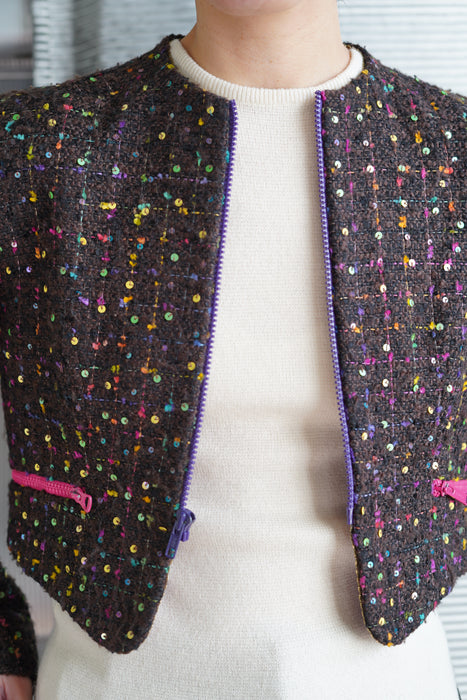 VINTAGE GEOFFREY BEENE<BR>SHORT BORELO TWEED JACKET