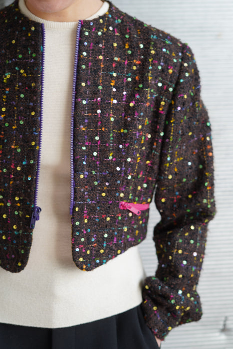 VINTAGE GEOFFREY BEENE<BR>SHORT BORELO TWEED JACKET