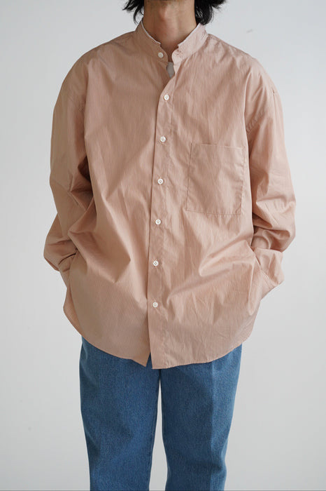 Salvatore Piccolo x CRISTASEYA<br>HANDMADE FRINGED MAO COLLAR SHIRT<br>in PINK/PURPLE STRIPES