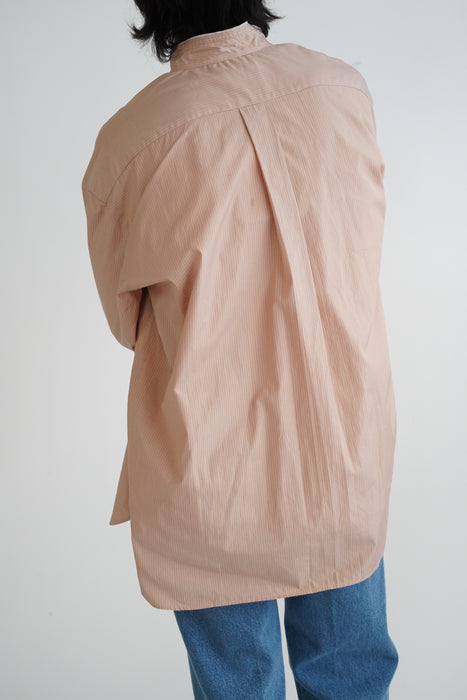 Salvatore Piccolo x CRISTASEYA<br>HANDMADE FRINGED MAO COLLAR SHIRT<br>in PINK/PURPLE STRIPES