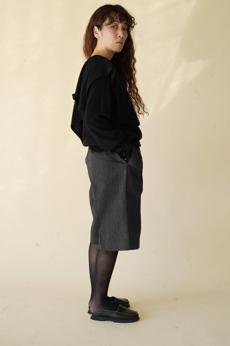 CRISTASEYA<br>FLANNEL SAILOR COLLAR SWEATER<br>in BLACK