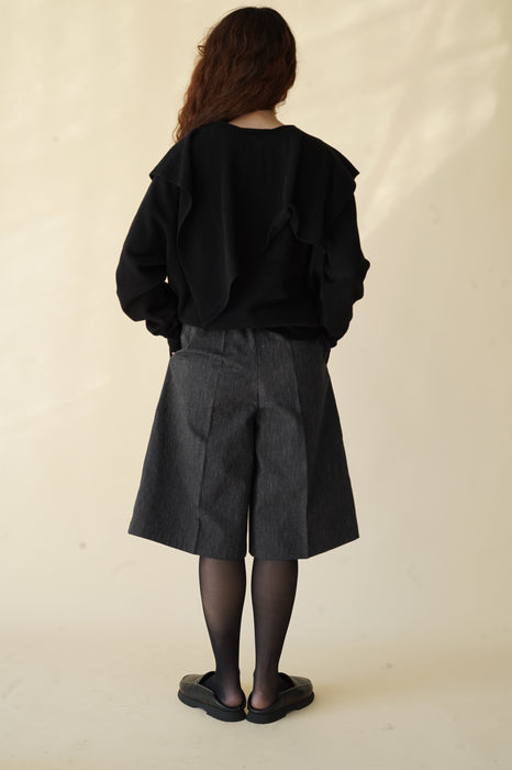 CRISTASEYA<br>FLANNEL SAILOR COLLAR SWEATER<br>in BLACK