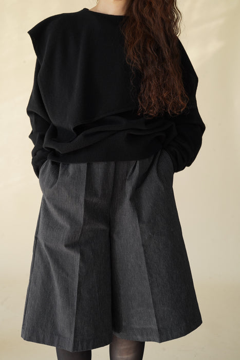 CRISTASEYA<br>FLANNEL SAILOR COLLAR SWEATER<br>in BLACK
