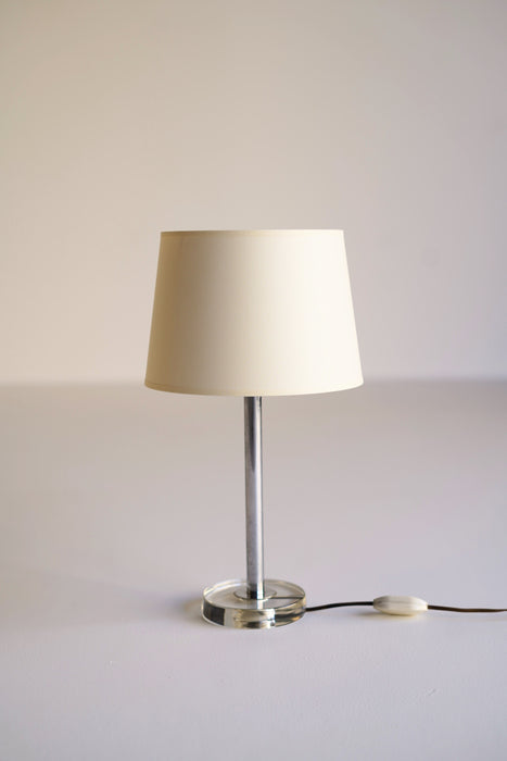 VINTAGE FRENCH GLASS & METAL TABLE LAMP