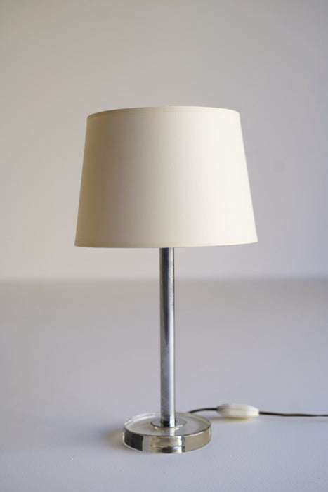 VINTAGE FRENCH GLASS & METAL TABLE LAMP