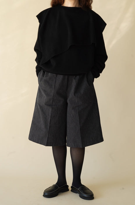 CRISTASEYA<br>MAXI LARGE BERMUDA<br>in BLACK WITH WHITE STRIPES