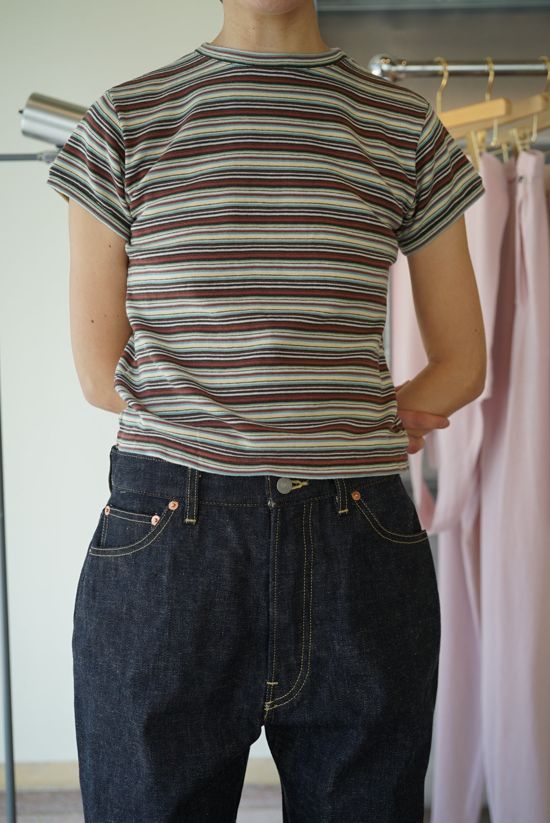 FUMIKA_UCHIDAMULTICOLOR STRIPE T-SHIRTBROWN/BORDEAUX