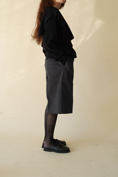 CRISTASEYA<br>MAXI LARGE BERMUDA<br>in BLACK WITH WHITE STRIPES
