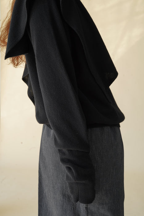CRISTASEYA<br>FLANNEL SAILOR COLLAR SWEATER<br>in BLACK