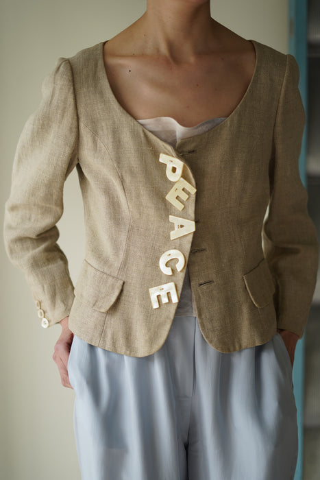 VINTAGE MOSCHINO<BR>PEACE LINEN JACKET