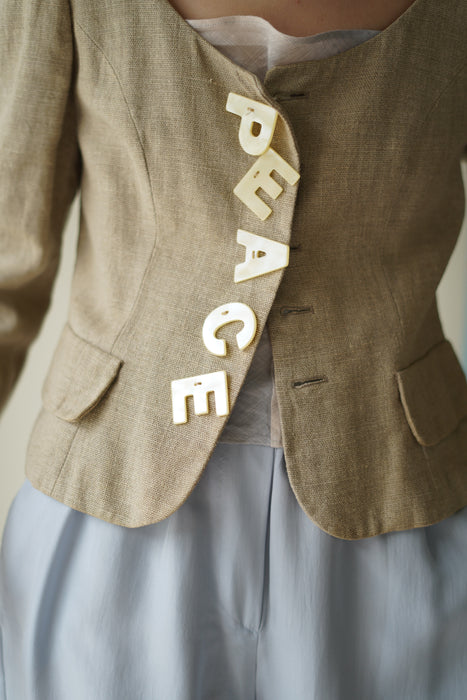 VINTAGE MOSCHINO<BR>PEACE LINEN JACKET