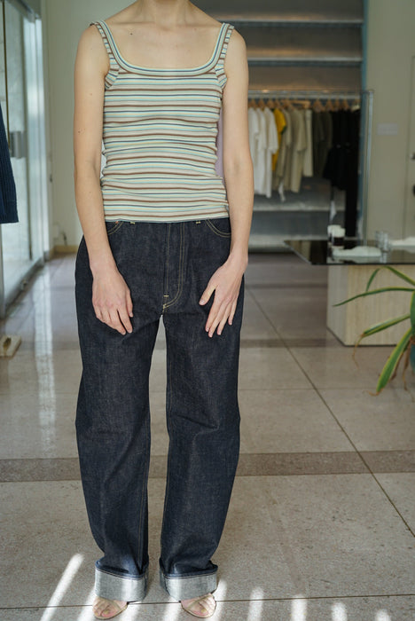 FUMIKA_UCHIDA<br>MULTICOLOR STRIPE CAMISOLE<br>WHITE/BEIGE/BROWN