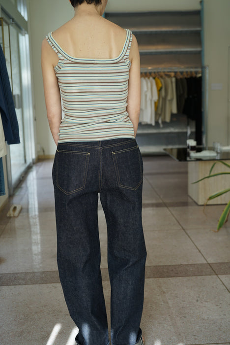 FUMIKA_UCHIDA<br>MULTICOLOR STRIPE CAMISOLE<br>WHITE/BEIGE/BROWN