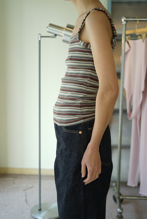 FUMIKA_UCHIDA<br>MULTICOLOR STRIPE CAMISOLE<br>BROWN/BORDEAUX/GREEN<br><br>SOLD OUT