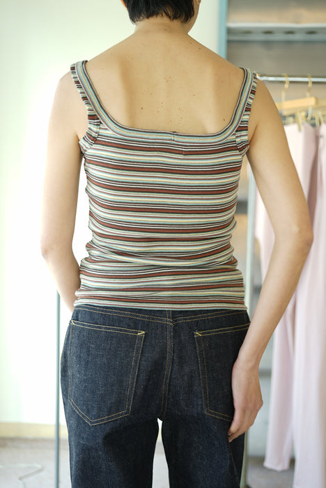 FUMIKA_UCHIDA<br>MULTICOLOR STRIPE CAMISOLE<br>BROWN/BORDEAUX/GREEN<br><br>SOLD OUT