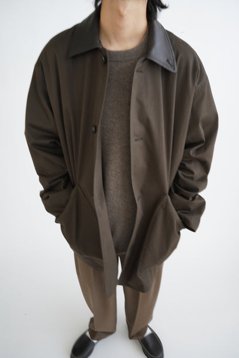 CRISTASEYA<br>OVERSIZED BLOUSON WITH LEATHER PATCH<br>in BROWN