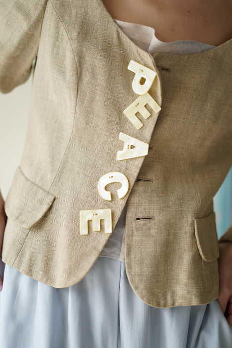 VINTAGE MOSCHINO<BR>PEACE LINEN JACKET