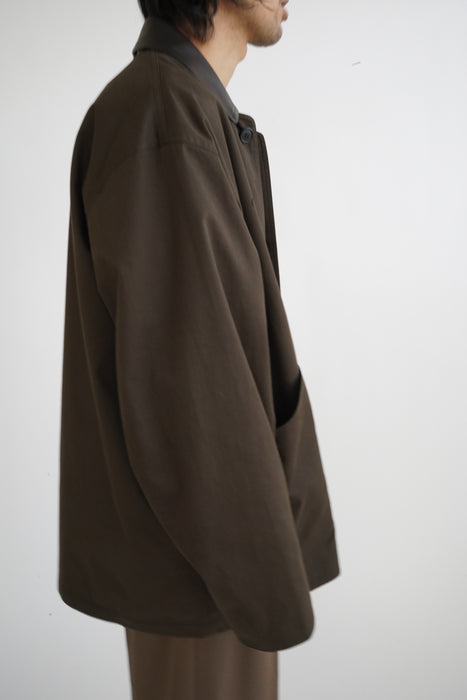 CRISTASEYA<br>OVERSIZED BLOUSON WITH LEATHER PATCH<br>in BROWN