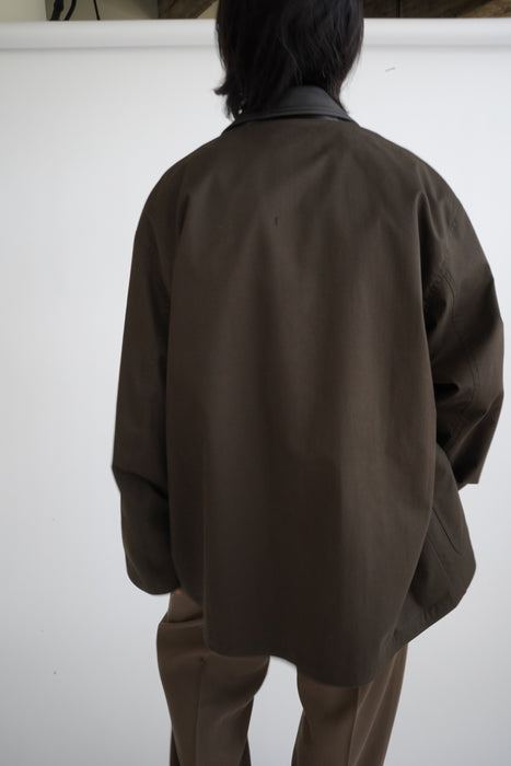 CRISTASEYA<br>OVERSIZED BLOUSON WITH LEATHER PATCH<br>in BROWN