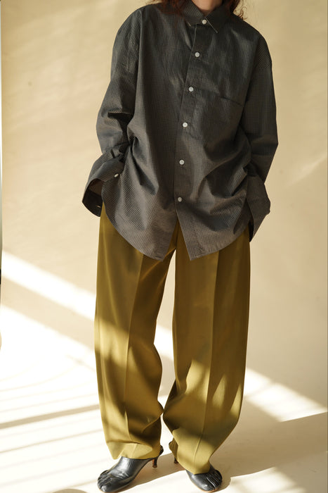 Salvatore Piccolo xCRISTASEYA<br>HANDMADE CLASSIC COLLAR SHIRT<br>in TAUPE WITH BLACK CHECKS