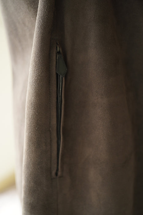 VINTAGE HERMES<BR>LAMBSKIN SUEDE ZIP UP GILET<BR><BR>SOLD OUT