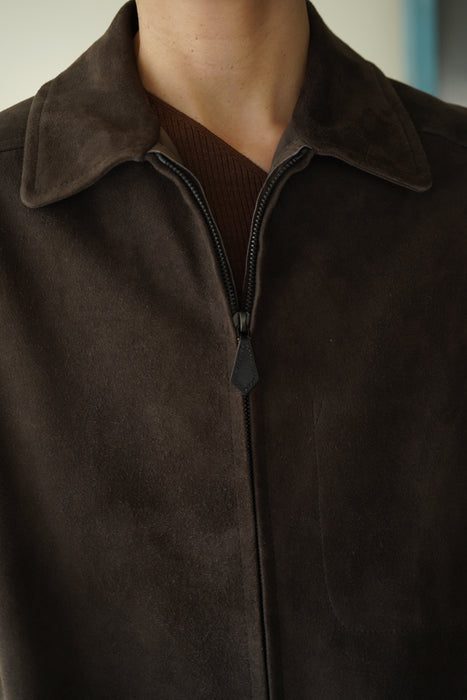 VINTAGE HERMES<BR>LAMBSKIN SUEDE ZIP UP GILET<BR><BR>SOLD OUT