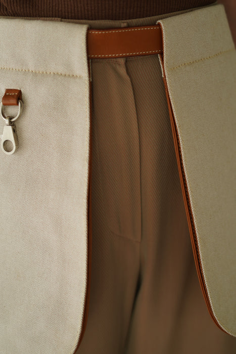 VINTAGE HERMES <br>SILHOUETTE WITH REMOVABLE POCKETS IN ”TOILE H" CANVAS WITH LEATHER