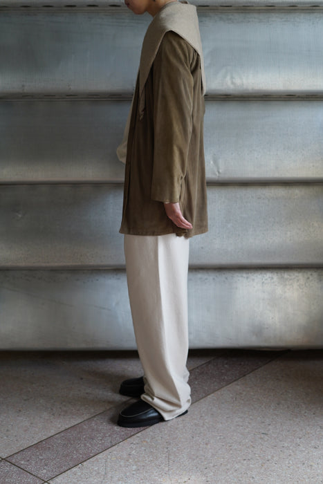 VINTAGE HERMES<BR>SUEDE NO COLLAR JACKET