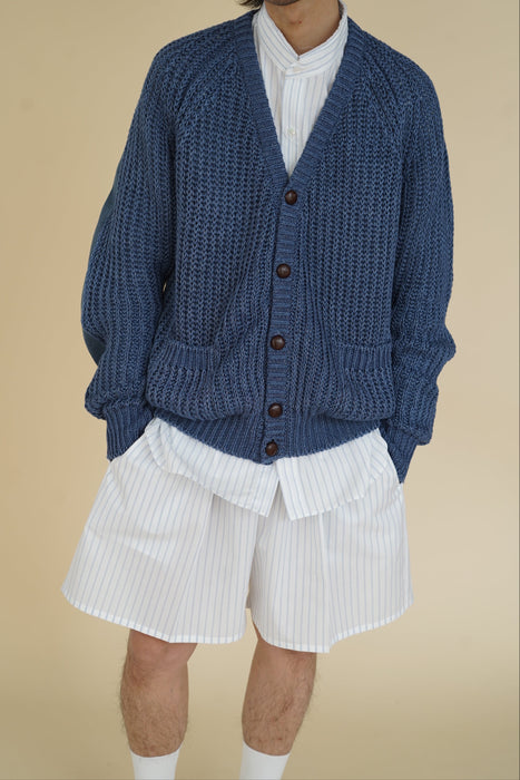 BLESS+CRISTASEYA<br>PATCHED DENIM KNIT CARDIGAN