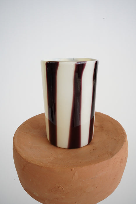 CRISTASEYA<br>MURANO GLASS <br>VERTICAL BLACK/WHITE STRIPES