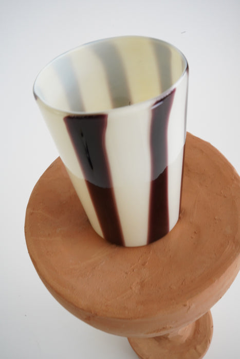 CRISTASEYA<br>MURANO GLASS <br>VERTICAL BLACK/WHITE STRIPES