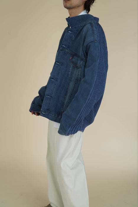 BLESS+CRISTASEYA<br>PATCHED DENIM SWEATER JACKET