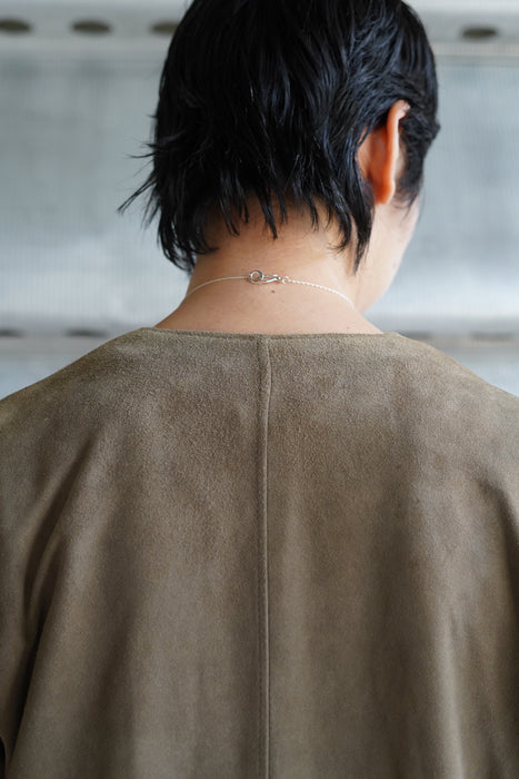 VINTAGE HERMES<BR>SUEDE NO COLLAR JACKET