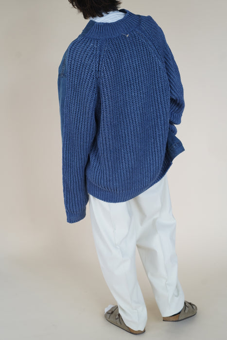 BLESS+CRISTASEYA<br>PATCHED DENIM SWEATER JACKET