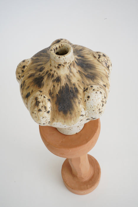 CRISTASEYA<br>CERAMIC VASE 1<br>in EGGSHELL WITH BROWN GLAZE