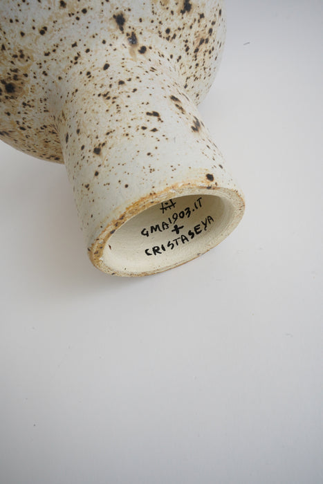 CRISTASEYA<br>CERAMIC VASE 1<br>in EGGSHELL WITH BROWN GLAZE