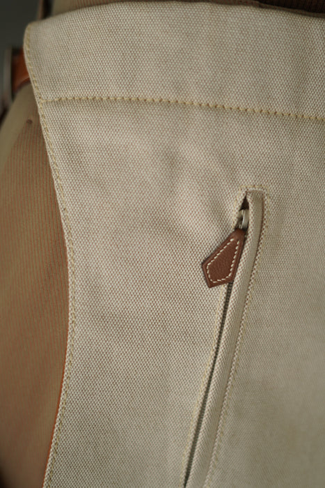 VINTAGE HERMES <br>SILHOUETTE WITH REMOVABLE POCKETS IN ”TOILE H" CANVAS WITH LEATHER