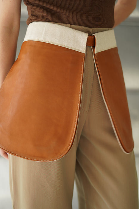 VINTAGE HERMES <br>SILHOUETTE WITH REMOVABLE POCKETS IN ”TOILE H" CANVAS WITH LEATHER